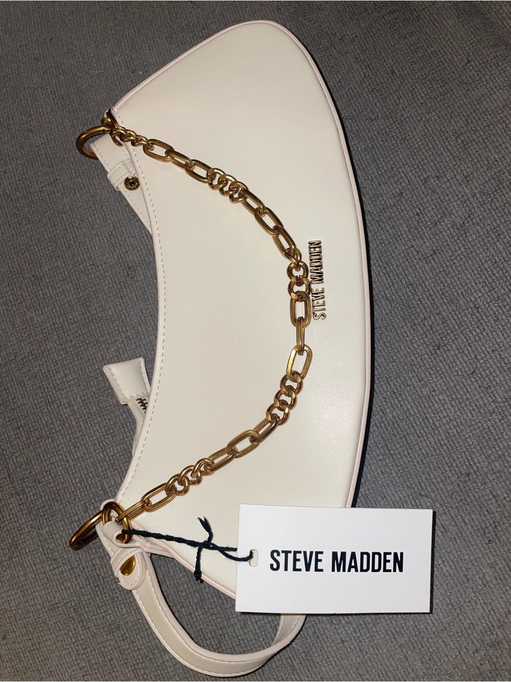 Steve Madden Ivory Shoulder Bag with Gold Chain Accent